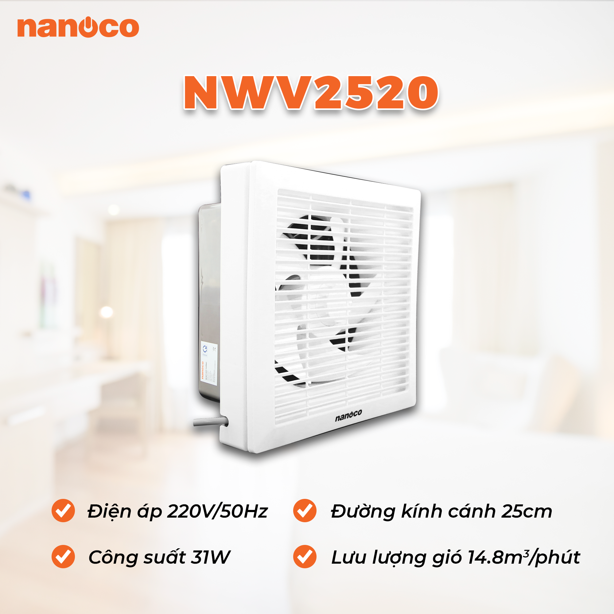 Quạt hút gắn tường 1 chiều Nanoco NWV2520 – Đèn LED - Thiết bị điện ...